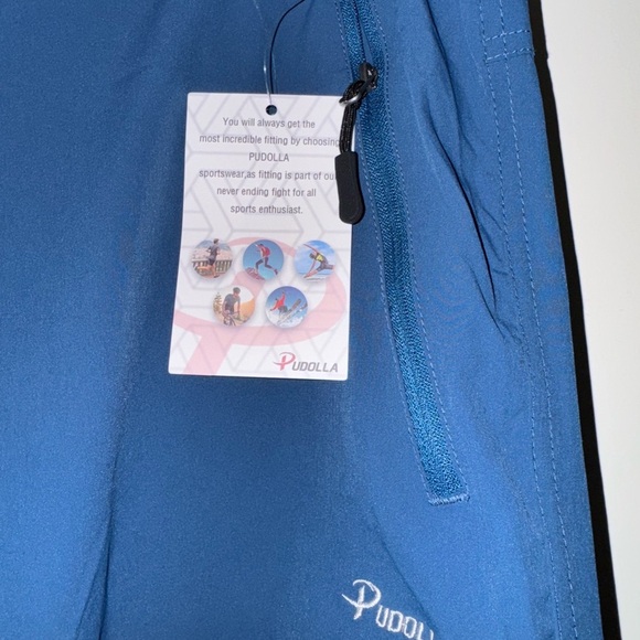 Pudolla Blue Athletic Cargo Pants with Relaxed Fit - Picture 2 of 4